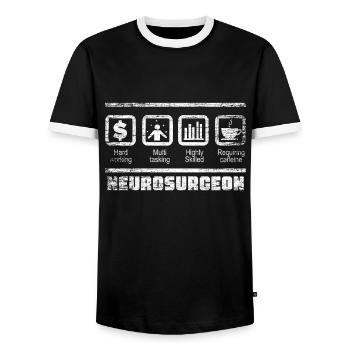 Neurochirurgien Cerveau Neurochirurgie Docteur - T-shirt contrasté Homme - noir/blanc - Devant - AI Model Female 172 light (172cm) & AI Model Male 178 light (178cm)