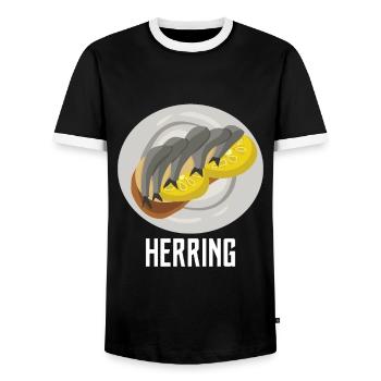 Herring food fish - Men's Ringer Shirt - black/white - Front - AI Model Female 172 light (172cm) & AI Model Male 178 light (178cm)