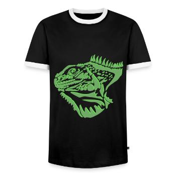 Iguana lizard - Men's Ringer Shirt - black/white - Front - AI Model Female 172 light (172cm) & AI Model Male 178 light (178cm)
