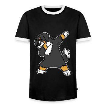 Chien de montagne bernois - T-shirt contrasté Homme - noir/blanc - Devant - AI Model Female 172 light (172cm) & AI Model Male 178 light (178cm)