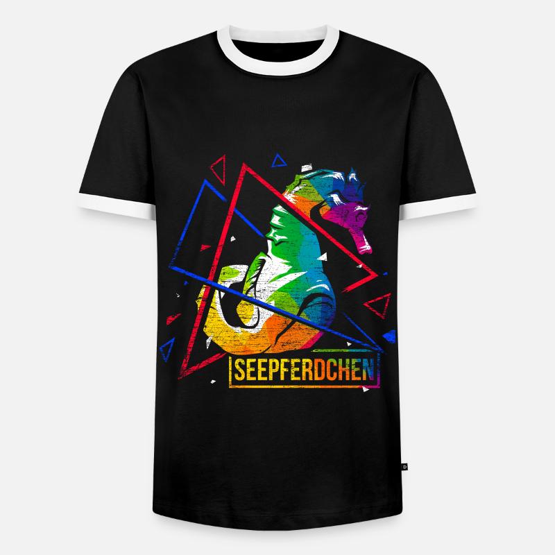 Seepferdchen Polygon Geschenk - Männer Kontrast-T-Shirt - Schwarz/Weiß