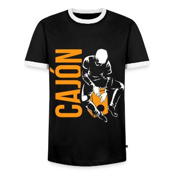 cajón - Men's Ringer Shirt - black/white - Front - AI Model Female 172 light (172cm) & AI Model Male 178 light (178cm)