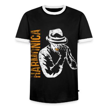 harmonica - T-shirt contrasté Homme - noir/blanc - Devant - AI Model Female 172 light (172cm) & AI Model Male 178 light (178cm)
