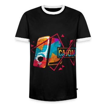 cajón - Men's Ringer Shirt - black/white - Front - AI Model Female 172 light (172cm) & AI Model Male 178 light (178cm)