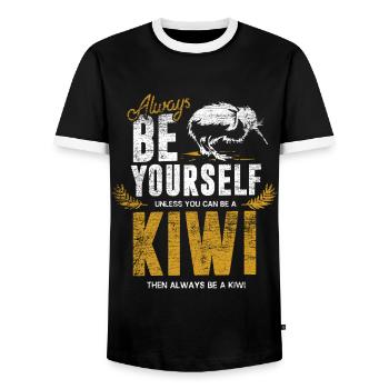 Cadeau kiwi - T-shirt contrasté Homme - noir/blanc - Devant - AI Model Female 172 light (172cm) & AI Model Male 178 light (178cm)