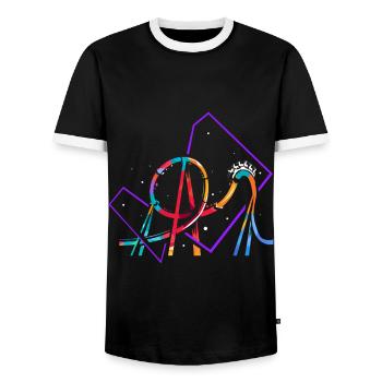 Roller coaster polygon - Men's Ringer Shirt - black/white - Front - AI Model Female 172 light (172cm) & AI Model Male 178 light (178cm)