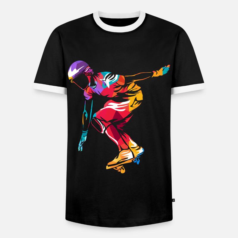 Waveboarden polygon - Men's Ringer Shirt - black/white
