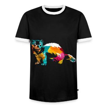 Frettchen - Männer Kontrast-T-Shirt - Schwarz/Weiß - Vorne - AI Model Female 172 light (172cm) & AI Model Male 178 light (178cm)