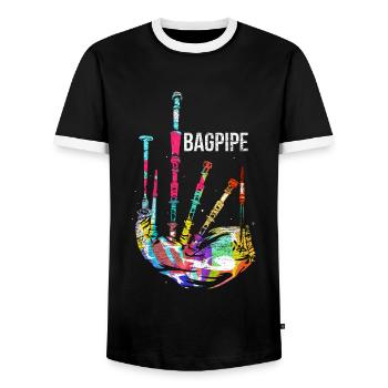 Cadeau de cornemuse - T-shirt contrasté Homme - noir/blanc - Devant - AI Model Female 172 light (172cm) & AI Model Male 178 light (178cm)