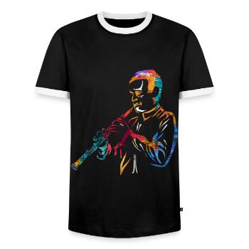 Oboe Gift - Men's Ringer Shirt - black/white - Front - AI Model Female 172 light (172cm) & AI Model Male 178 light (178cm)