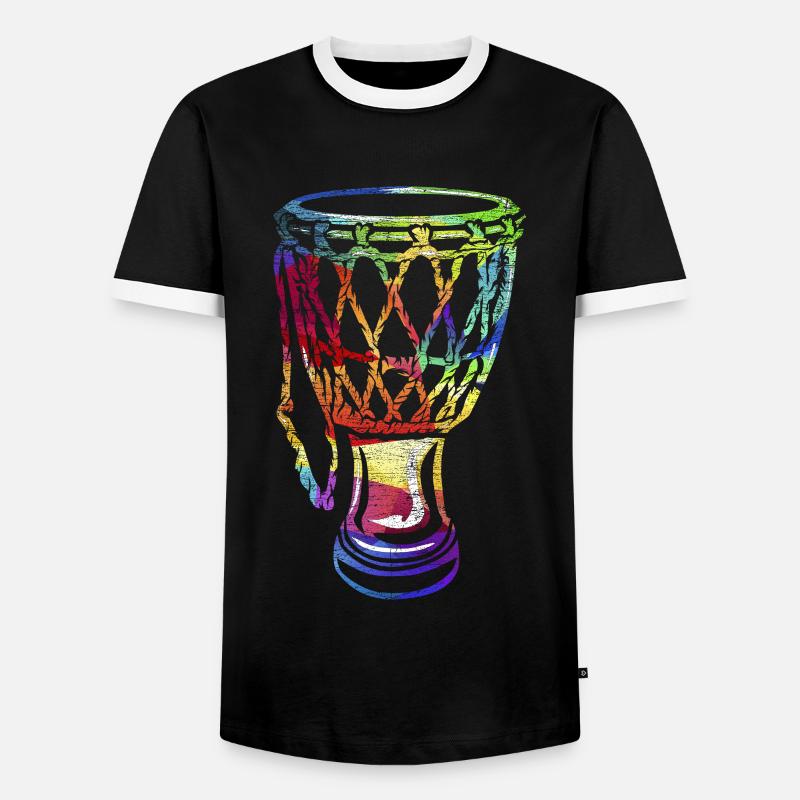 Djembe goblet drum gift - Men's Ringer Shirt - black/white