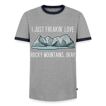 Rocky Mountains - Men's Ringer Shirt - grey/navy  - Front - AI Model Female 172 light (172cm) & AI Model Male 178 light (178cm)
