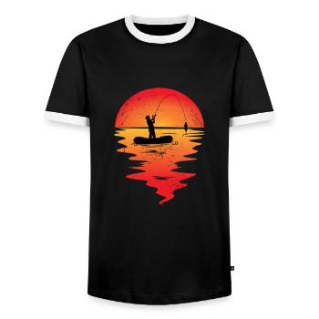 Fishing fishing angler gift carp fishing vacation - Men's Ringer Shirt - black/white - Front - AI Model Female 172 light (172cm) & AI Model Male 178 light (178cm)