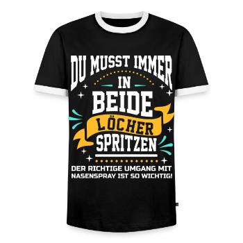 Sex Spruch Party Geburtstag zweideutig Nasenspray - Männer Kontrast-T-Shirt - Schwarz/Weiß - Vorne - AI Model Female 172 light (172cm) & AI Model Male 178 light (178cm)