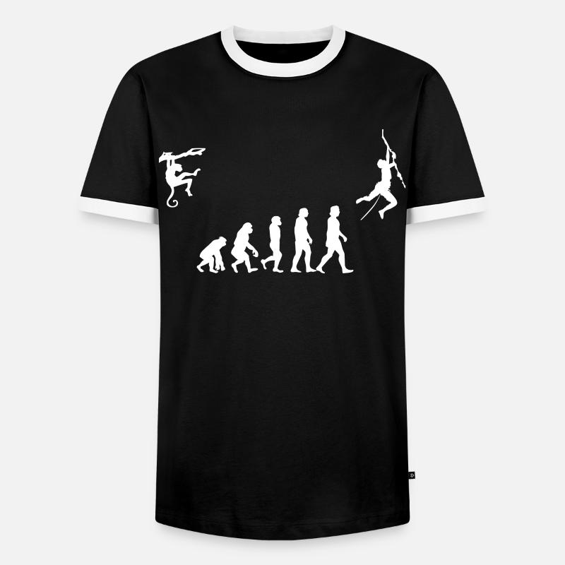Evolution des Kletterns, Bouldern, Bergsteigen - Männer Kontrast-T-Shirt - Schwarz/Weiß
