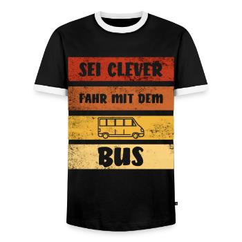 Soyez intelligent Conduire avec Le Bus I Rétro Chauffeur de bus Voiture - T-shirt contrasté Homme - noir/blanc - Devant - AI Model Female 172 light (172cm) & AI Model Male 178 light (178cm)