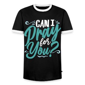Bible verse, Christian God, Prayer Psalm - Men's Ringer Shirt - black/white - Front - AI Model Female 172 light (172cm) & AI Model Male 178 light (178cm)