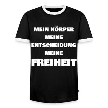 Mein Körper Meine Freiheit - Männer Kontrast-T-Shirt - Schwarz/Weiß - Vorne - AI Model Female 172 light (172cm) & AI Model Male 178 light (178cm)