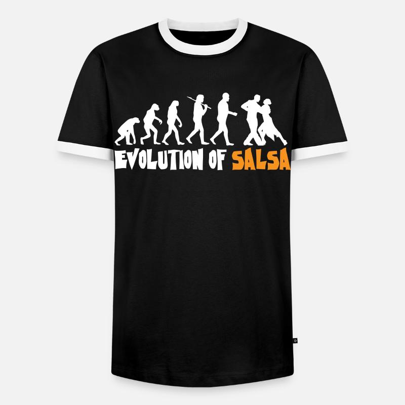 Evolution Salsa, Salsa-Tänzerin - Männer Kontrast-T-Shirt - Schwarz/Weiß