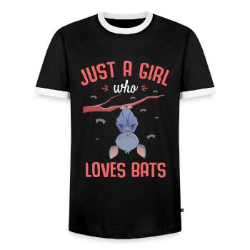 Bats, Bat - Men's Ringer Shirt - black/white - Front - AI Model Female 172 light (172cm) & AI Model Male 178 light (178cm)