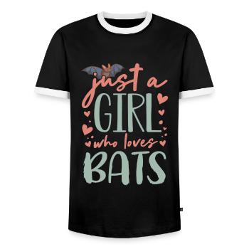 Bats, Bat - Men's Ringer Shirt - black/white - Front - AI Model Female 172 light (172cm) & AI Model Male 178 light (178cm)