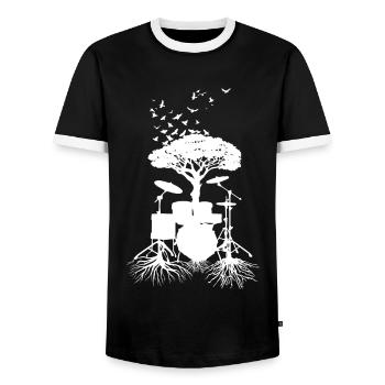 Schlagzeugerwurzeln, Drumsticks - Männer Kontrast-T-Shirt - Schwarz/Weiß - Vorne - AI Model Female 172 light (172cm) & AI Model Male 178 light (178cm)