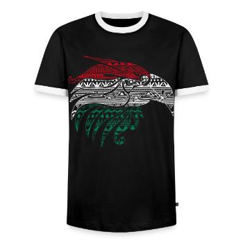 Mexikanischer Eagle Aztec-Stil, - Männer Kontrast-T-Shirt - Schwarz/Weiß - Vorne - AI Model Female 172 light (172cm) & AI Model Male 178 light (178cm)