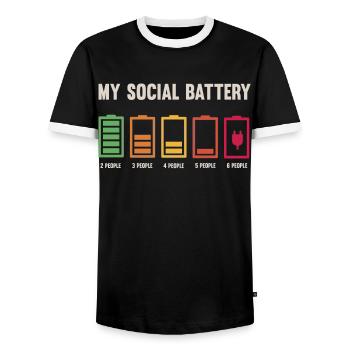 Meine Soziale Batterie Ist Niedrig - Männer Kontrast-T-Shirt - Schwarz/Weiß - Vorne - AI Model Female 172 light (172cm) & AI Model Male 178 light (178cm)
