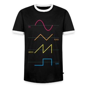 Synthesizer Audiowaves Analog Digital - Men's Ringer Shirt - black/white - Front - AI Model Female 172 light (172cm) & AI Model Male 178 light (178cm)