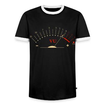 VU Meter, Musiciens HiFi Audiophiles - T-shirt contrasté Homme - noir/blanc - Devant - AI Model Female 172 light (172cm) & AI Model Male 178 light (178cm)