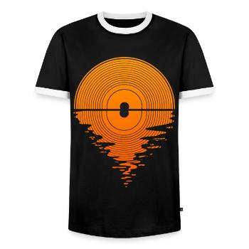 Vinyl Sunset Vinyl Record LP Audiophile - T-shirt contrasté Homme - noir/blanc - Devant - AI Model Female 172 light (172cm) & AI Model Male 178 light (178cm)