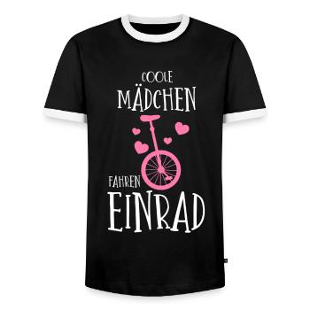 Coole Mädchen fahren EInrad - Männer Kontrast-T-Shirt - Schwarz/Weiß - Vorne - AI Model Female 172 light (172cm) & AI Model Male 178 light (178cm)