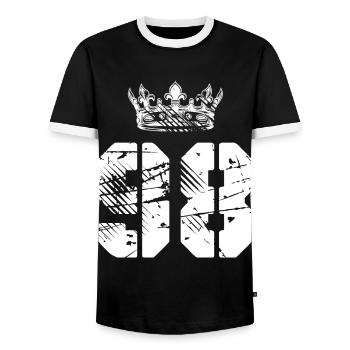 98 Couronne numérique - T-shirt contrasté Homme - noir/blanc - Devant - AI Model Female 172 light (172cm) & AI Model Male 178 light (178cm)