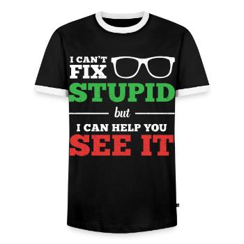 Optometrist Optometry Ophthalmologist - Men's Ringer Shirt - black/white - Front - AI Model Female 172 light (172cm) & AI Model Male 178 light (178cm)