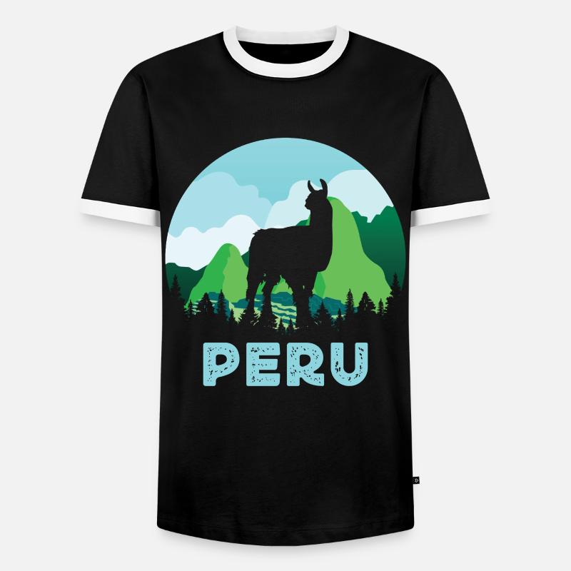 Peru, Perulama - Männer Kontrast-T-Shirt - Schwarz/Weiß