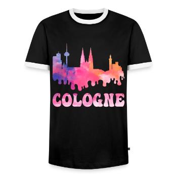 Cologne Cologne Allemagne City Skyline Splash Coloré - T-shirt contrasté Homme - noir/blanc - Devant - AI Model Female 172 light (172cm) & AI Model Male 178 light (178cm)