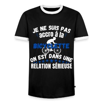 JE NE SUIS PAS ACCRO A LA BICYCLETTE - T-shirt contrasté Homme - noir/blanc - Devant - AI Model Female 172 light (172cm) & AI Model Male 178 light (178cm)