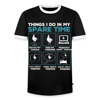 Élevage de pigeons, colombophiles, pigeons - T-shirt contrasté Homme - noir/blanc - Devant - AI Model Female 172 light (172cm) & AI Model Male 178 light (178cm)