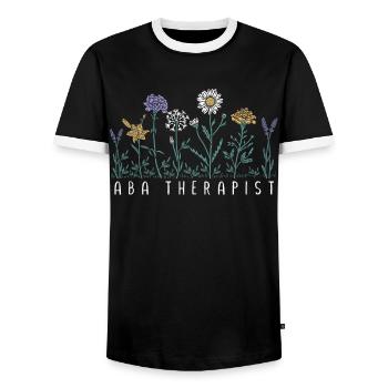 Flower therapist - Men's Ringer Shirt - black/white - Front - AI Model Female 172 light (172cm) & AI Model Male 178 light (178cm)