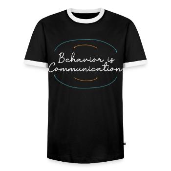 Collecting Data - Behavioral Analyst Therapists - Men's Ringer Shirt - black/white - Front - AI Model Female 172 light (172cm) & AI Model Male 178 light (178cm)