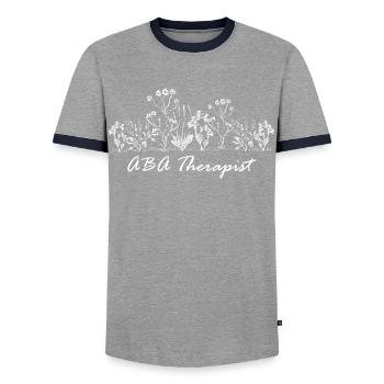 Flower therapist - Men's Ringer Shirt - grey/navy  - Front - AI Model Female 172 light (172cm) & AI Model Male 178 light (178cm)