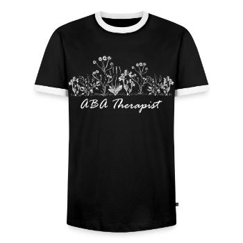 Thérapeute floral - T-shirt contrasté Homme - noir/blanc - Devant - AI Model Female 172 light (172cm) & AI Model Male 178 light (178cm)