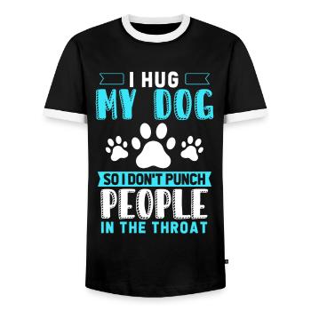 Ich Umarme Meinen Hund, Damit Ich Keine Leute - Männer Kontrast-T-Shirt - Schwarz/Weiß - Vorne - AI Model Female 172 light (172cm) & AI Model Male 178 light (178cm)