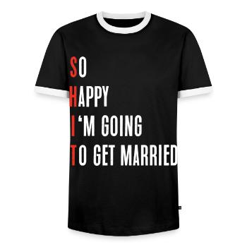 So Glücklich, Dass Ich Heiraten Werde - Männer Kontrast-T-Shirt - Schwarz/Weiß - Vorne - AI Model Female 172 light (172cm) & AI Model Male 178 light (178cm)
