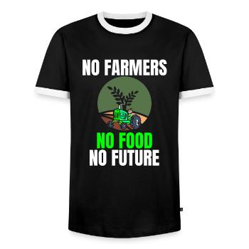 NO FARMERS NO FOOD NO FUTURE - T-shirt contrasté Homme - noir/blanc - Devant - AI Model Female 172 light (172cm) & AI Model Male 178 light (178cm)