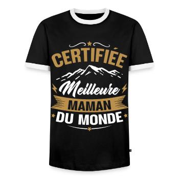 Certifiée meilleure maman du monde - Humour cadeau - T-shirt contrasté Homme - noir/blanc - Devant - AI Model Female 172 light (172cm) & AI Model Male 178 light (178cm)