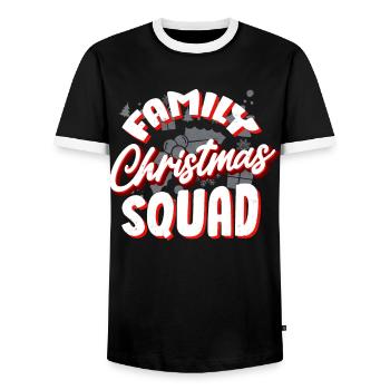 Christmas party of the family, Christmas party - Men's Ringer Shirt - black/white - Front - AI Model Female 172 light (172cm) & AI Model Male 178 light (178cm)