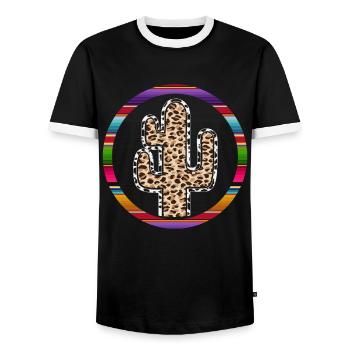 Westliche Kuhkaktus - Männer Kontrast-T-Shirt - Schwarz/Weiß - Vorne - AI Model Female 172 light (172cm) & AI Model Male 178 light (178cm)