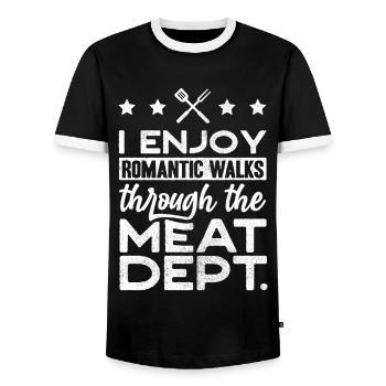 Meat lovers, meat, pork, BBQ - Men's Ringer Shirt - black/white - Front - AI Model Female 172 light (172cm) & AI Model Male 178 light (178cm)