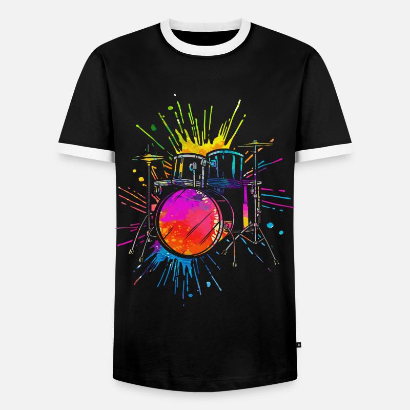 Drums, drummer - Men's Ringer Shirt - black/white